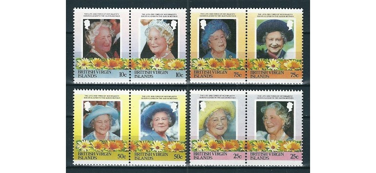 BRITISH VIRGIN ISLANDS 1985 - MAMA REGINA - SERIE DE 8 TIMBRE - NESTAMPILATA - MNH / personalitati121